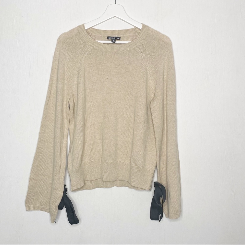 J. Crew Bell Sleeves Pullover Sweater in Tan